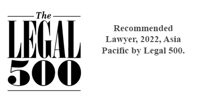 RECOMMENDED LAWYER, 2022, ASIA PACIFIC BY LEGAL 500.